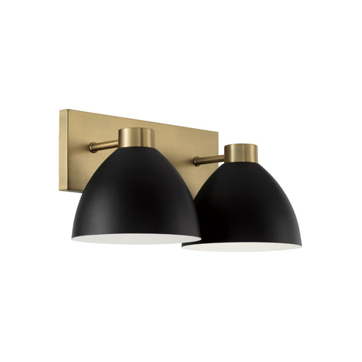 Ross Two Light Vanity in Aged Brass and Black