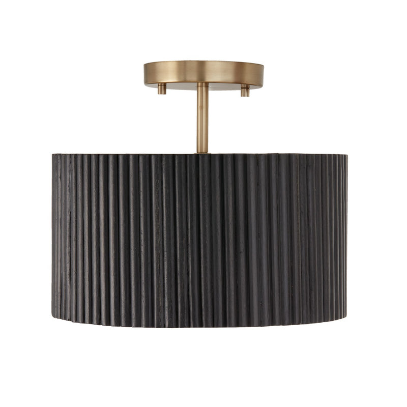 Donovan One Light Semi-Flush Mount in Black Stain and Matte Brass