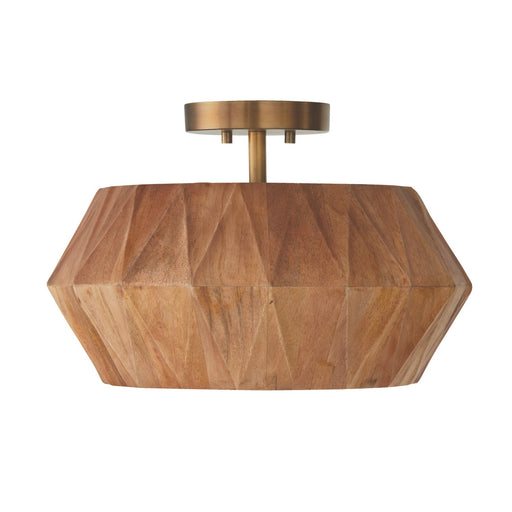 Nadeau One Light Semi-Flush Mount in Light Wood and Patinaed Brass