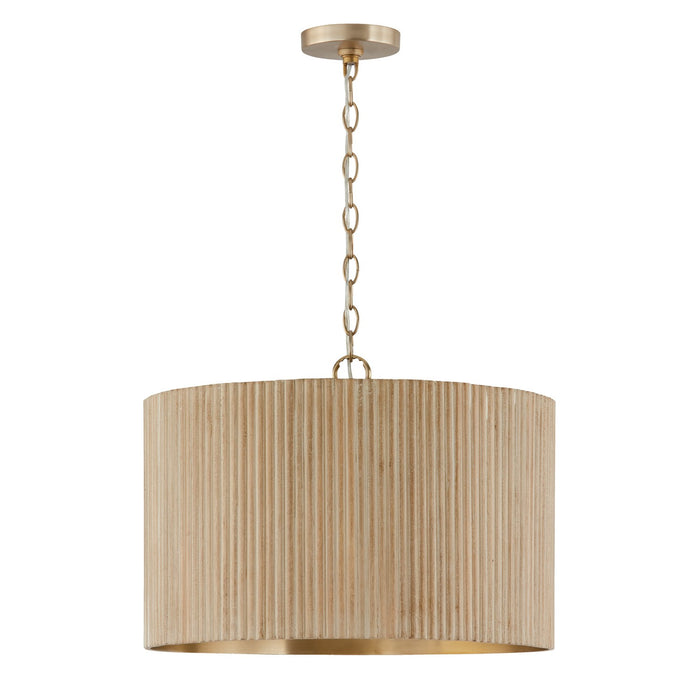 Donovan Four Light Pendant in White Wash and Matte Brass