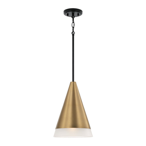Avant One Light Pendant in Aged Brass and Black