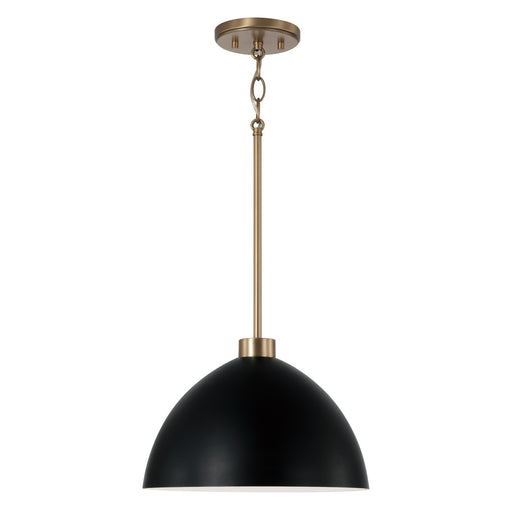 Ross One Light Pendant in Aged Brass and Black