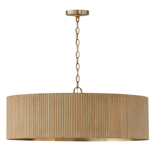 Donovan Four Light Chandelier in White Wash and Matte Brass