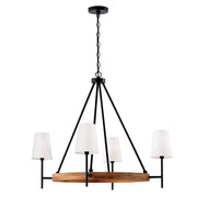 Jonah Four Light Chandelier in Light Wood and Matte Black