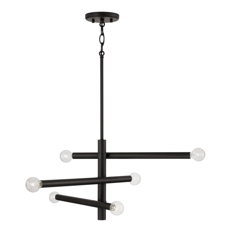 Zane Six Light Chandelier in Matte Black