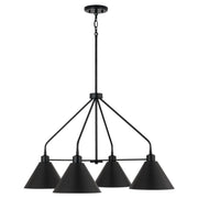 Alden Four Light Chandelier in Matte Black