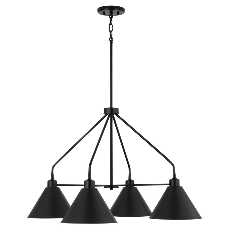 Alden Four Light Chandelier in Matte Black
