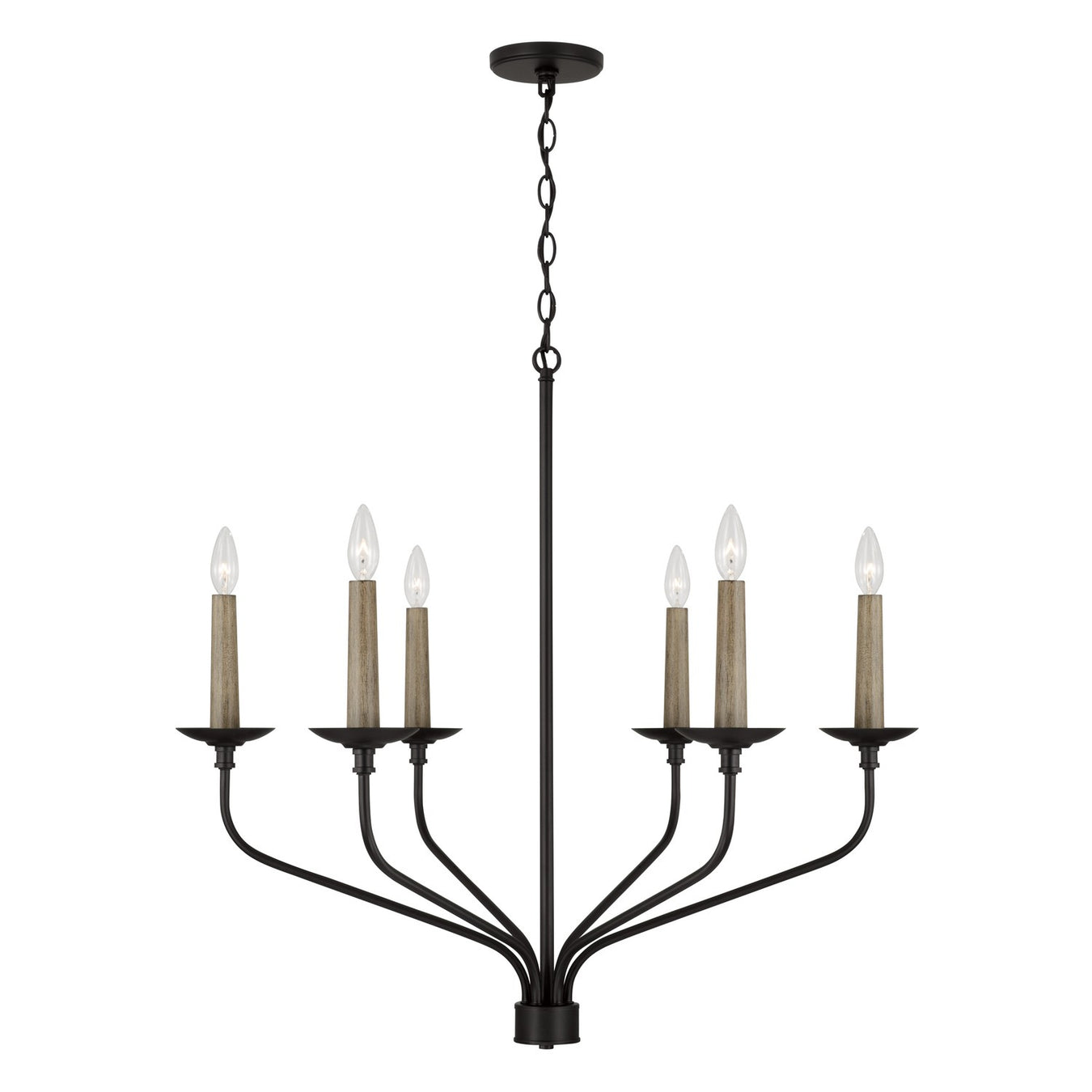 Wilder Six Light Chandelier in Matte Black