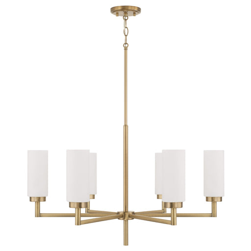 Alyssa Six Light Chandelier in Aged Brass