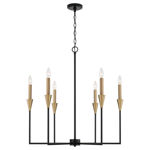 Avant Six Light Chandelier in Aged Brass and Black