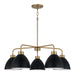 Ross Five Light Chandelier in Aged Brass and Black