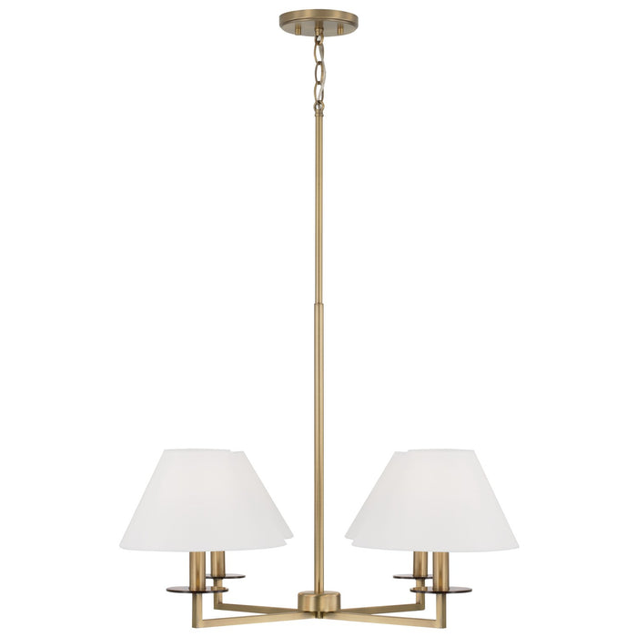 Gilda Four Light Chandelier in Aged Brass