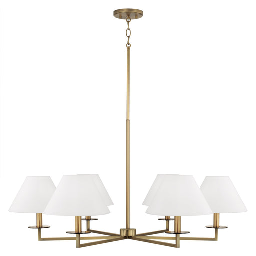 Gilda Six Light Chandelier in Aged Brass