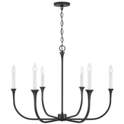 Decklan Six Light Chandelier in Black Iron