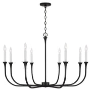 Decklan Eight Light Chandelier in Black Iron