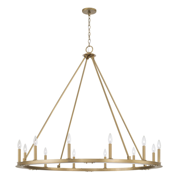 Pearson 12 Light Chandelier in Aged Brass