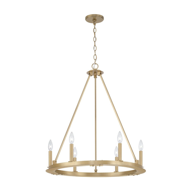 Pearson Six Light Chandelier in Aged Brass