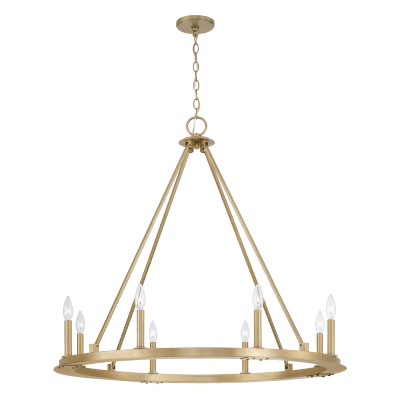 Pearson Eight Light Chandelier in Aged Brass