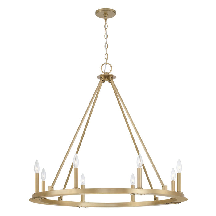 Pearson Eight Light Chandelier in Aged Brass