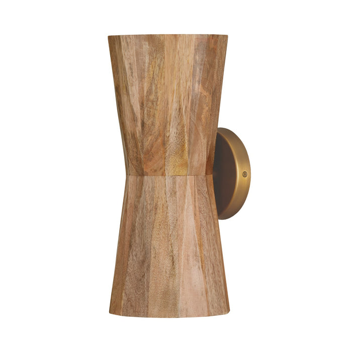 Nadeau Two Light Wall Sconce in Light Wood and Patinaed Brass