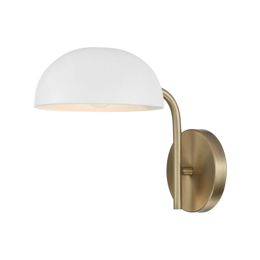 Reece One Light Wall Sconce in Aged Brass and White