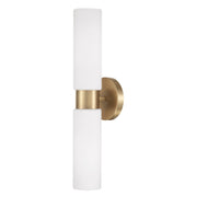 Theo Two Light Wall Sconce in Aged Brass