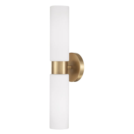 Theo Two Light Wall Sconce in Aged Brass