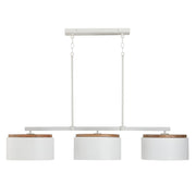 Liam Three Light Island Pendant in Light Wood and White