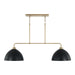 Ross Two Light Island Pendant in Aged Brass and Black