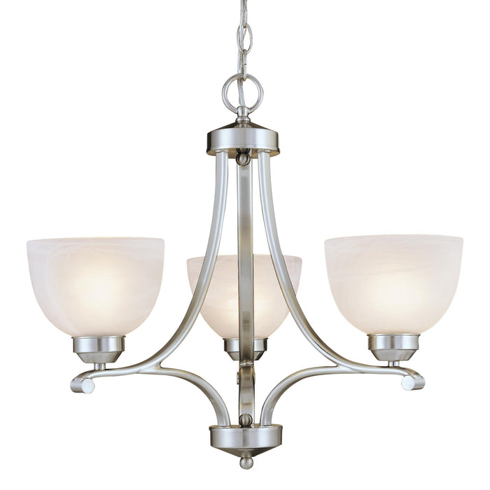 Paradox 3-Light Mini-Chandelier in Brushed Nickel & Etched Marble Glass - Lamps Expo