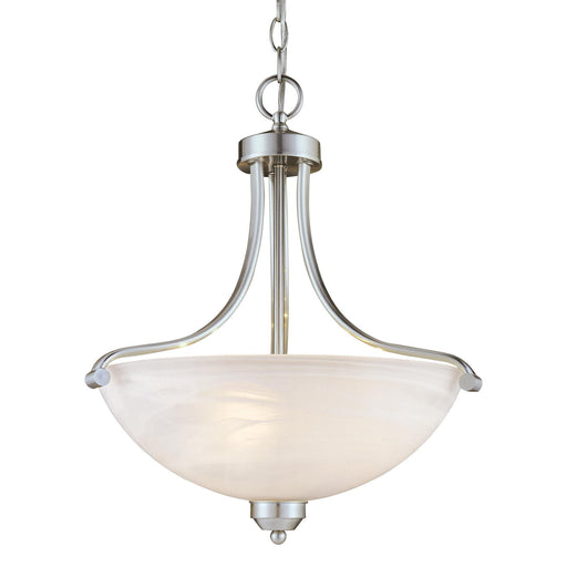 Paradox 3-Light Pendant in Brushed Nickel & Etched Marble Glass - Lamps Expo