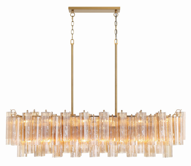 Addis 14-Light Chandelier in Aged Brass with Amber Glass by Crystorama - MPN ADD-317-AG-AM