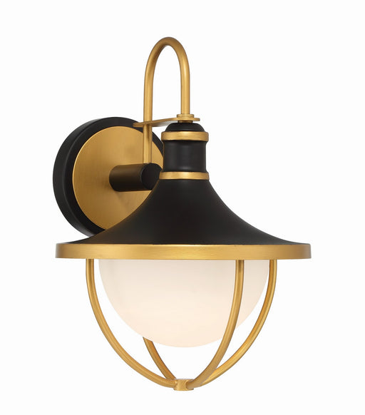 Atlas 1-Light Outdoor Wall Sconce in Matte Black & Textured Gold by Crystorama - MPN ATL-701-MK-TG