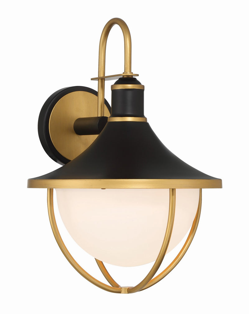 Atlas 1-Light Outdoor Wall Sconce in Matte Black & Textured Gold by Crystorama - MPN ATL-702-MK-TG