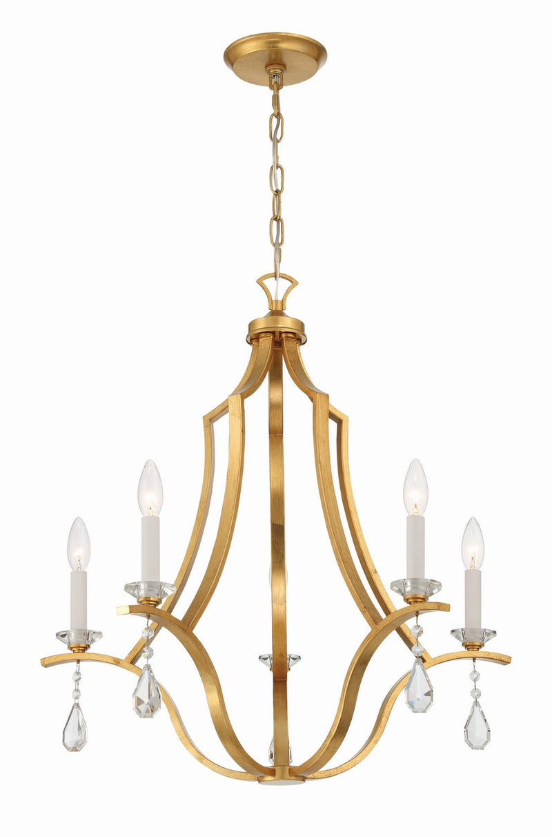 Perry 5-Light Chandelier in Antique Gold by Crystorama - MPN PER-10405-GA