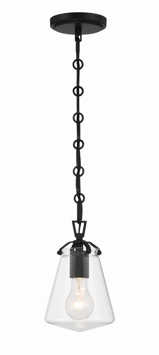Voss 1-Light Mini Pendant in Matte Black by Crystorama - MPN VSS-7002-MK