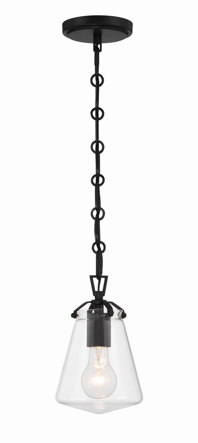 Voss 1-Light Mini Pendant in Matte Black by Crystorama - MPN VSS-7002-MK