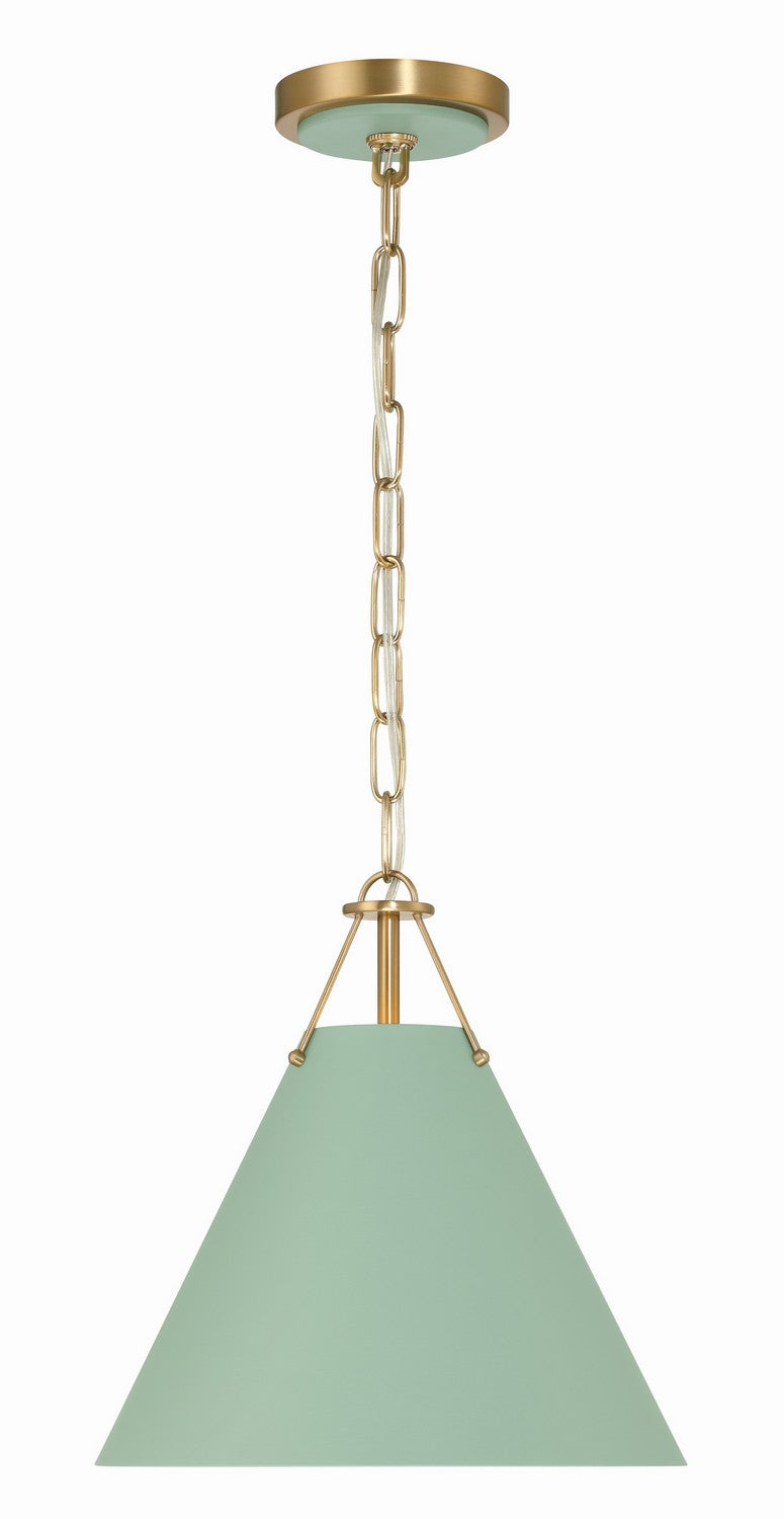 Xavier 1-Light Mini Pendant in Vibrant Gold & Green by Crystorama - MPN XAV-B8301-VG-GR