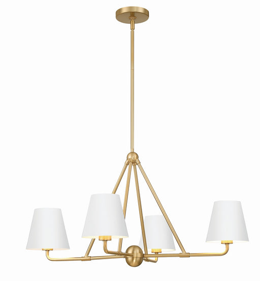 Xavier 4-Light Chandelier in Vibrant Gold & White by Crystorama - MPN XAV-B9304-VG-WH