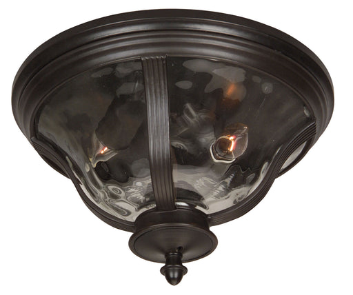 Frances 2-Light Flushmount in Oiled Bronze Outdoor with Clear Hammered Glass