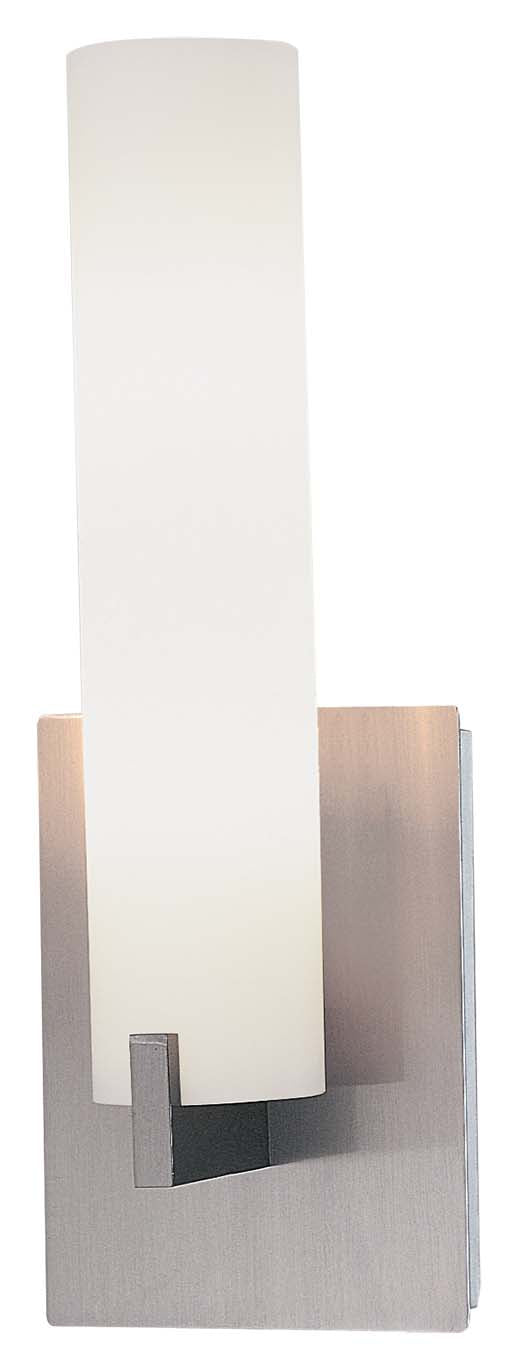 Tube 2 Light Wall Sconce in Brushed Nickel with Etched Opal