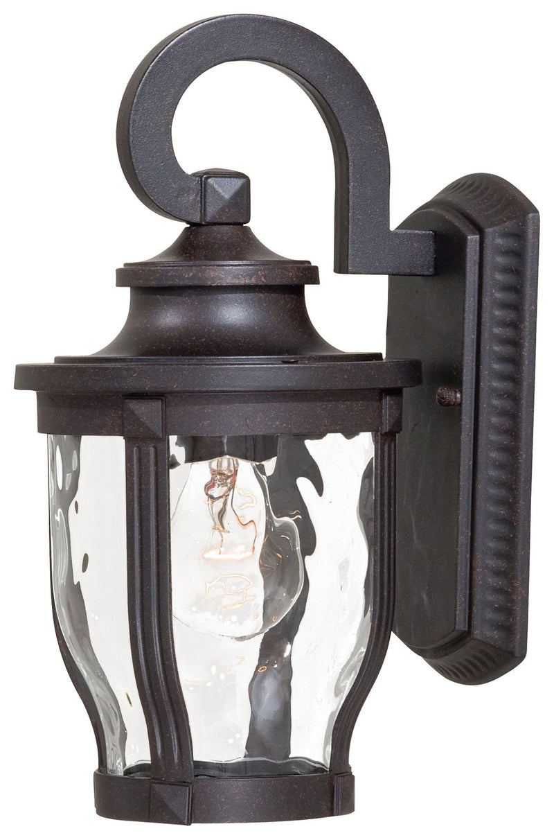 Merrimack 1-Light Wall Mount in Corona Bronze & Clear Hammered Glass