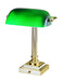 Shelburne Collection Polished Brass & Green Glass Lamp with Glass Shade