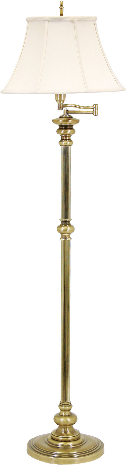 Newport 61 Inch Antique Brass Floor Lamp with Off-White Linen Softback Shade