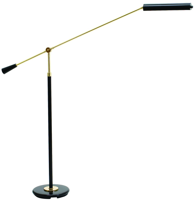 Grand Piano Counter Balance Floor Lamp in Black with Polished Brass Accents