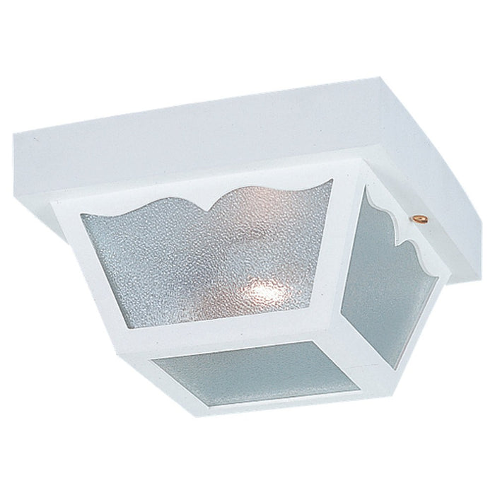 Two Light Outdoor Ceiling Flush Mount in White with Clear Textured�Glass