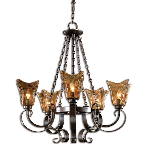 Uttermost's Vetraio 5Lt Oil Rubbed Bronze Chandelier Designed by Carolyn Kinder