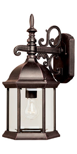 Builder Cast 1-Light Outdoor Wall Mount in Empire Bronze with Clear Glass