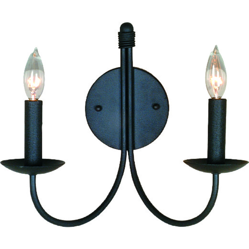Wrought Iron Wall Light In Ebony Black