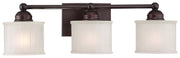 1730 Series 3-Light Bath Vanity in Lathan Bronze & Etched - Box Pleat Glass